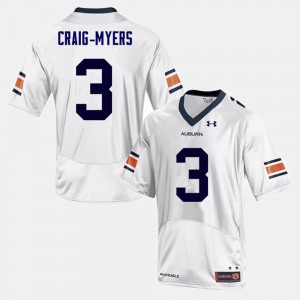 Auburn Tigers #3 For Men Nate Craig-Myers Jersey White College Football Official 549650-469