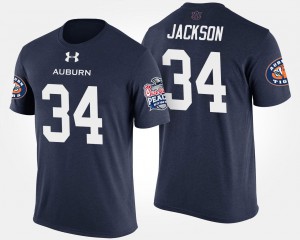 Auburn University #34 For Men Bo Jackson T-Shirt Navy NCAA Peach Bowl Bowl Game 737248-946