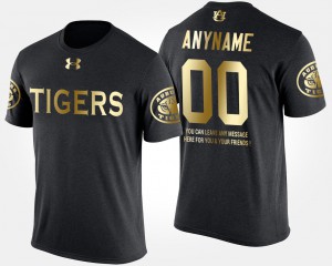 Auburn University #00 Mens Custom T-Shirts Black Short Sleeve With Message Gold Limited High School 307663-719