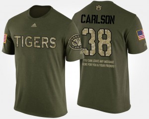 Auburn #38 For Men's Daniel Carlson T-Shirt Camo Short Sleeve With Message Military Player 684296-981