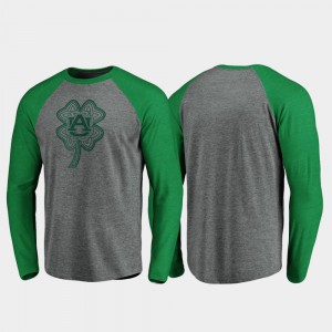 Auburn For Men's T-Shirt Heathered Gray Raglan Long Sleeve Celtic Charm St. Patrick's Day NCAA 443114-724