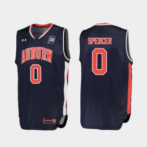 Tigers #0 Men's Horace Spencer Jersey Navy Replica 2019 Final-Four College 614701-337