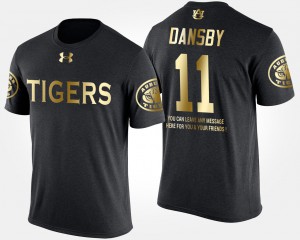 Auburn Tigers #11 For Men's Karlos Dansby T-Shirt Black Short Sleeve With Message Gold Limited Alumni 934864-414