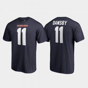 Auburn University #11 Men Karlos Dansby T-Shirt Navy Name & Number College Legends Embroidery 753006-882