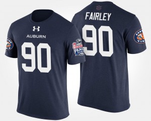 Auburn #90 For Men's Nick Fairley T-Shirt Navy Player Bowl Game Peach Bowl 965789-656