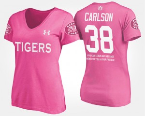 Auburn University #38 Ladies Daniel Carlson T-Shirt Pink With Message Official 531334-629