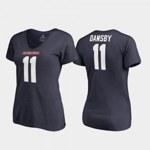 AU #11 Womens Karlos Dansby T-Shirt Navy University College Legends V-Neck 303851-830