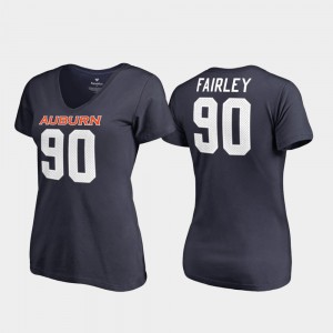 Auburn Tigers #90 Women Nick Fairley T-Shirt Navy V-Neck College Legends Stitch 212231-479