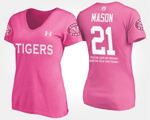 AU #21 For Women Tre Mason T-Shirt Pink With Message College 979002-817